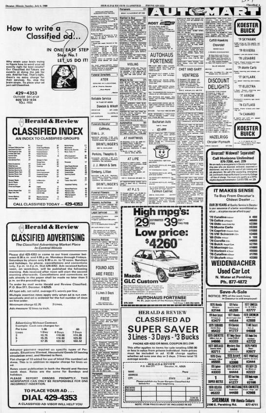 1980 car ads